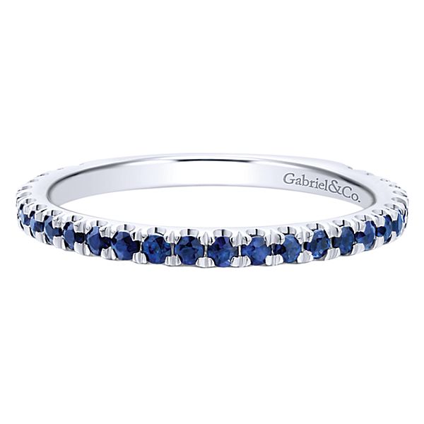 14K White Gold Sapphire Stacking Band