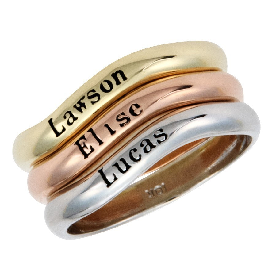 Stack-able Personalized 10k Gold Mother's Ring