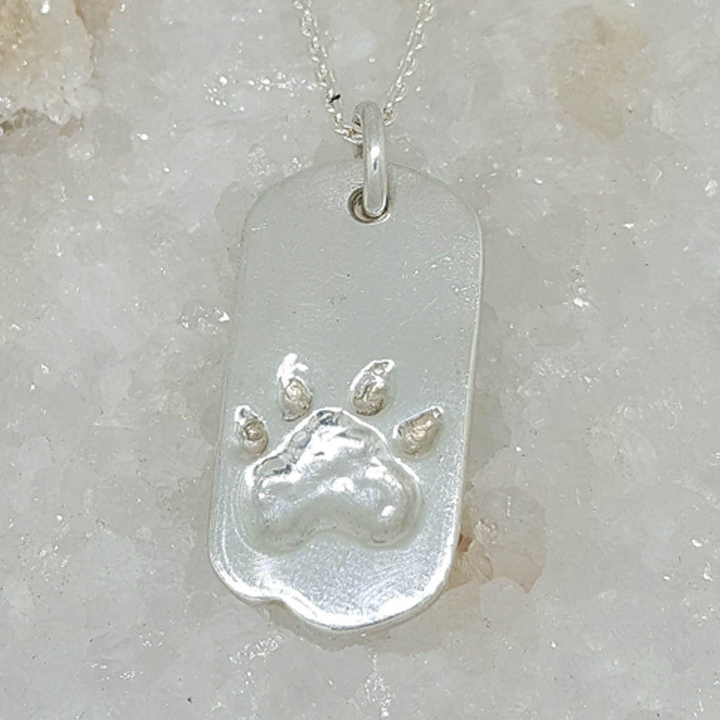 Sterling silver paw print necklace 