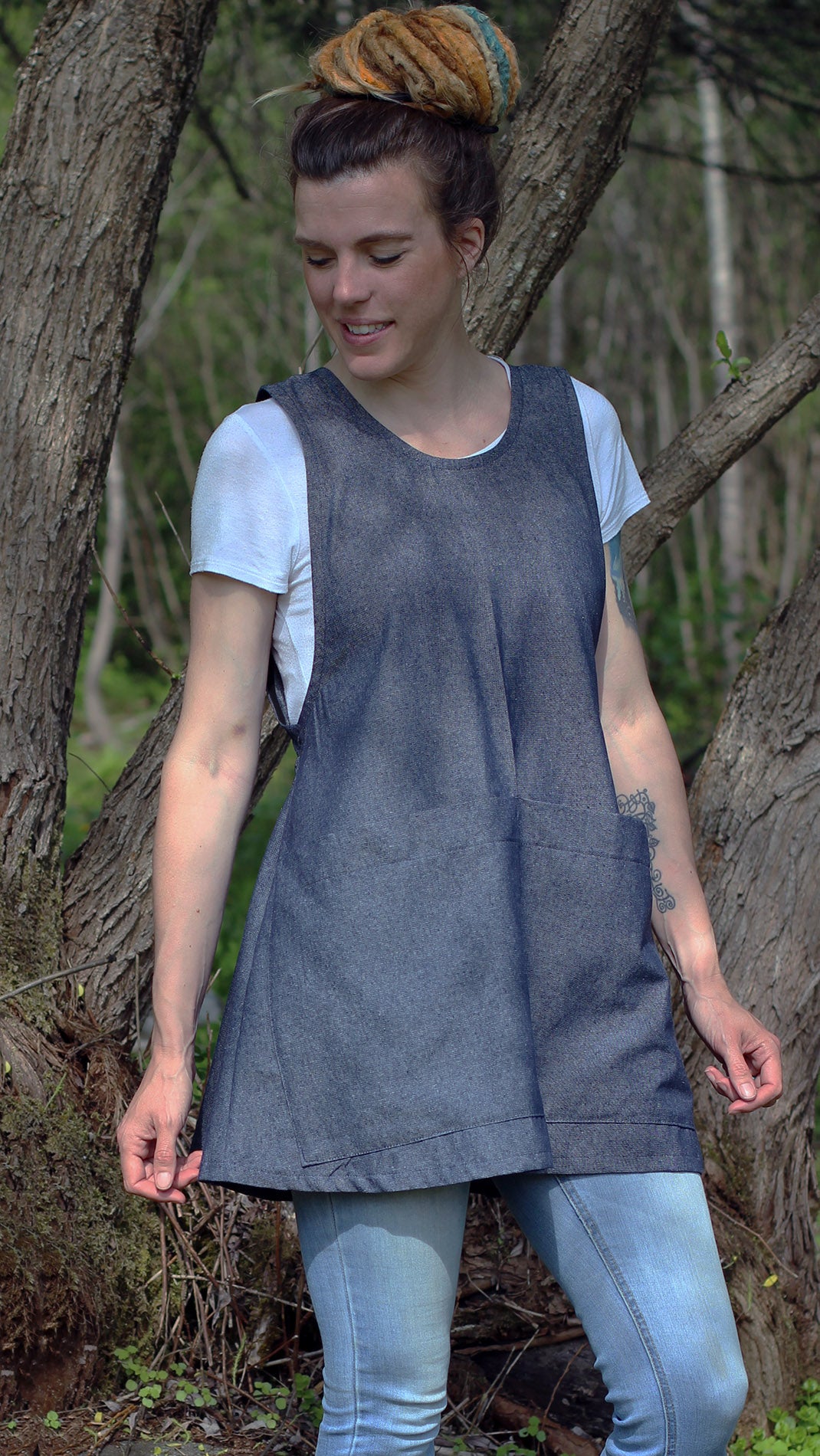 JARDINIERE DENIM TWEED SMOCK-