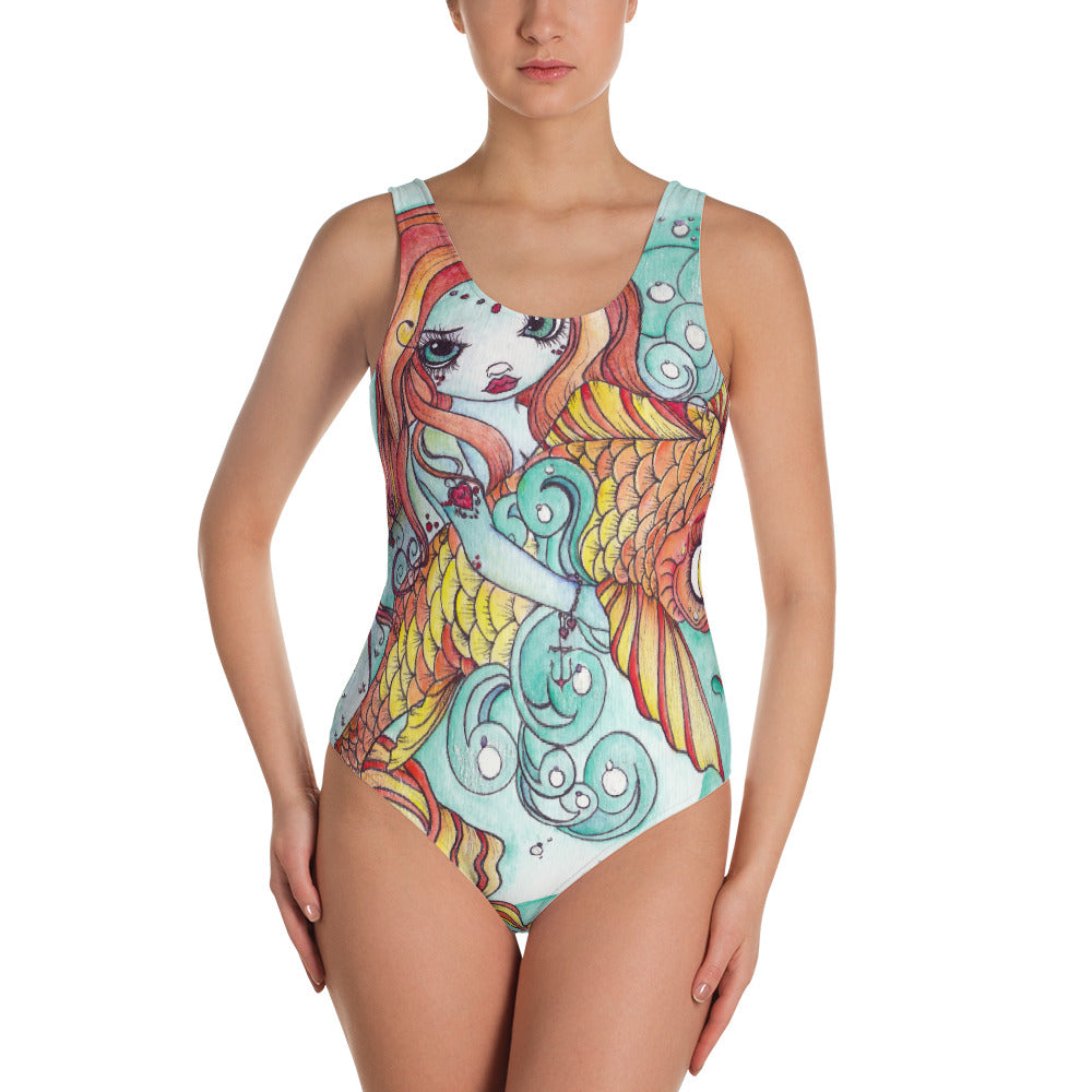 mermaid print bathing suit