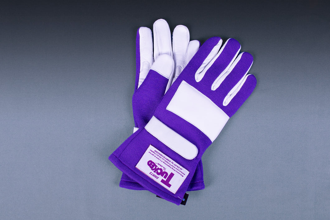 purple driving gloves