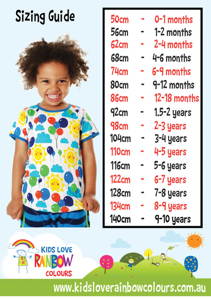 kids shirt size chart
