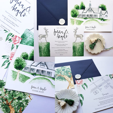 Coombe Wedding Venue Invitation Custom Artwork