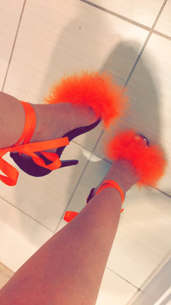 orange feather heels