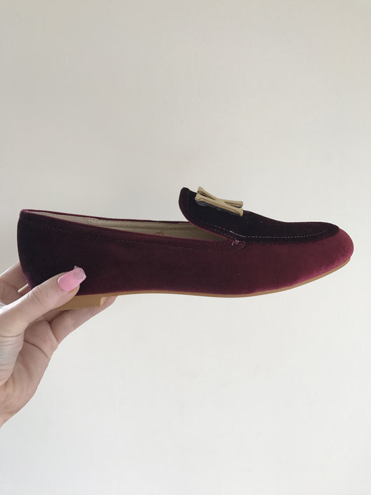 Burgundy Velvet Personalised Loafers 