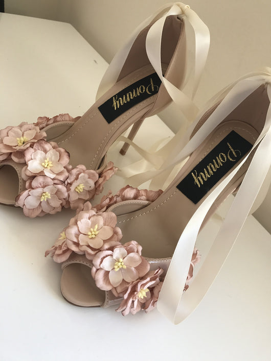 nude floral heels