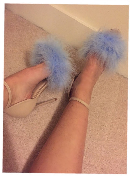 nude feather heels
