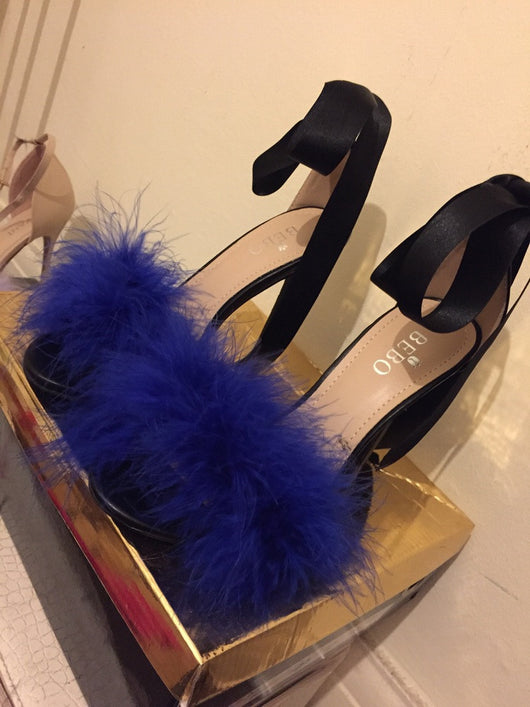 blue feather heels