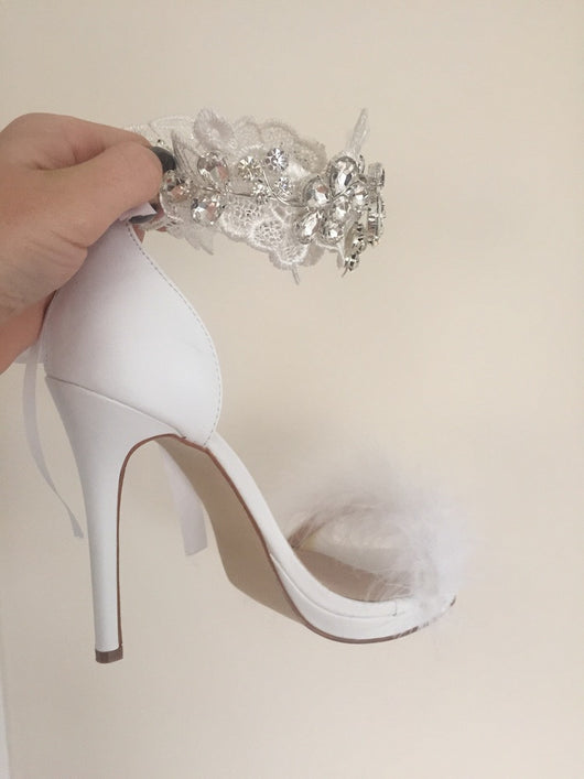 feather white heels