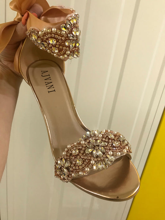 rose gold crystal shoes