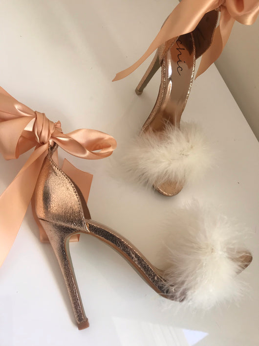 rose gold feather heels