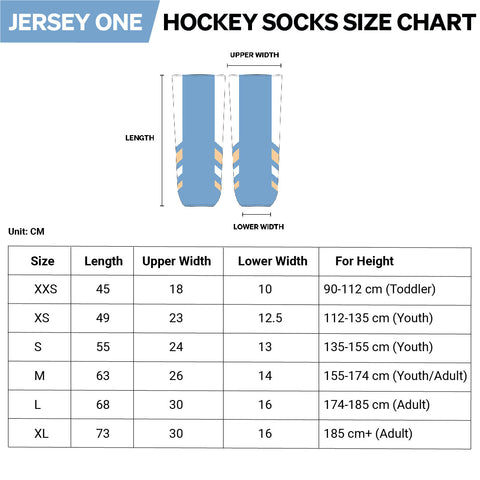 hockey socks size chart in cm