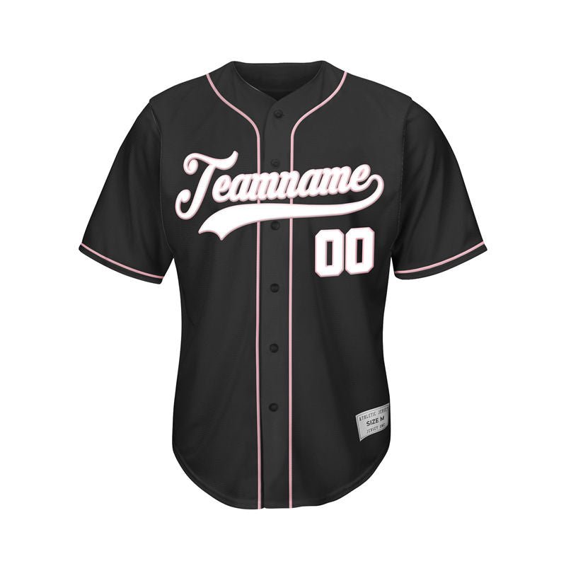 Youth Custom Baseball Jersey Black Pink Design - Jersey One