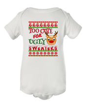 Ugly Christmas Sweater - Too Cute For Ugly Sweaters Baby Onesie