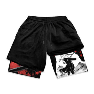 Berserk Guts the Swordsman Quick Dry Premium Mesh Workout Shorts - FitKing