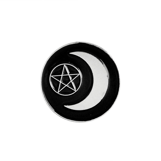 Halloween Party Accessories Punk Dark Black Ouija Moon dagger heart crystal ball spells witches coffin Enamel lapel pin Badge
