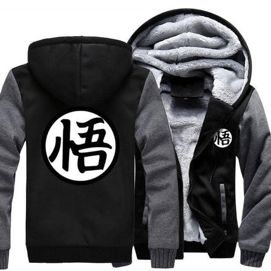 Dragon Warrior Thick Winter Hoodie Black and Gray - FitKing