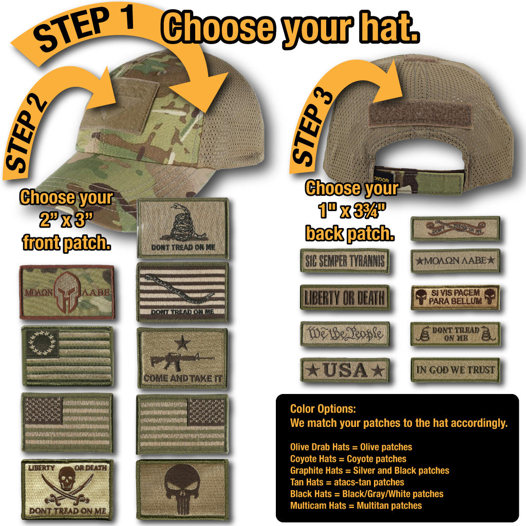 Build A Tactical Cap - Choose Hat & 2 Patches, Multicam Mesh