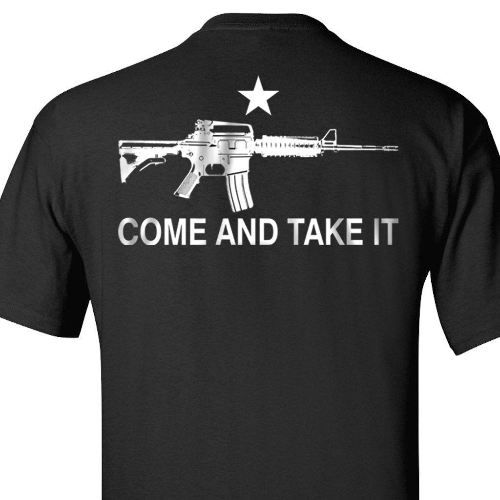 Black Assault Rifle Come and Take It T-Shirt - Gadsden and Culpeper