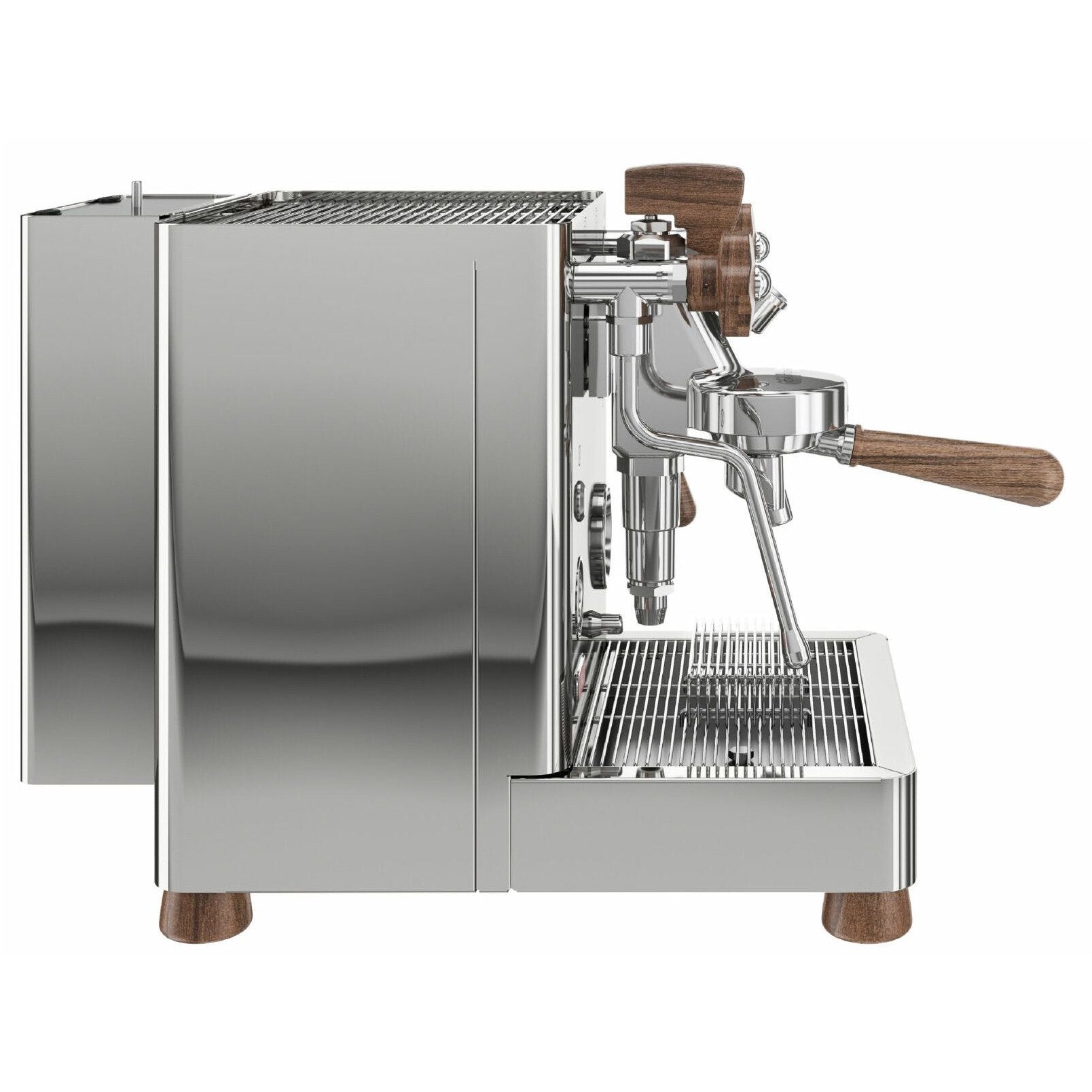 Manual no-tank espresso machine with group heater and pressure gauge