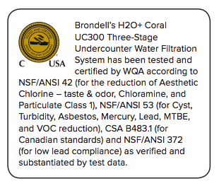 Brondell Coral UC300 Three-Stage Under-Counter Water Filtration System