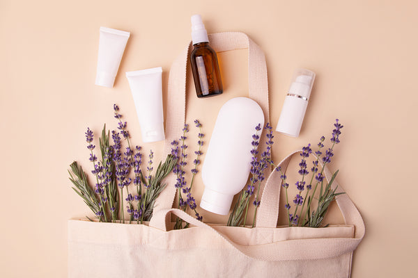 Collection of Lavender essential oil travel items