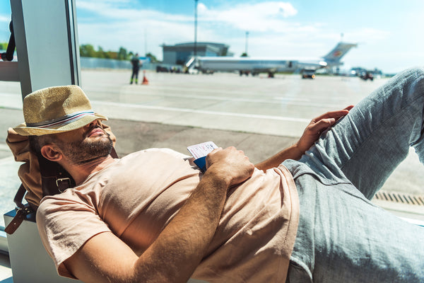 Man sleeping in airport