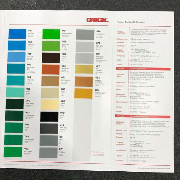 oracal 651 color chart with names