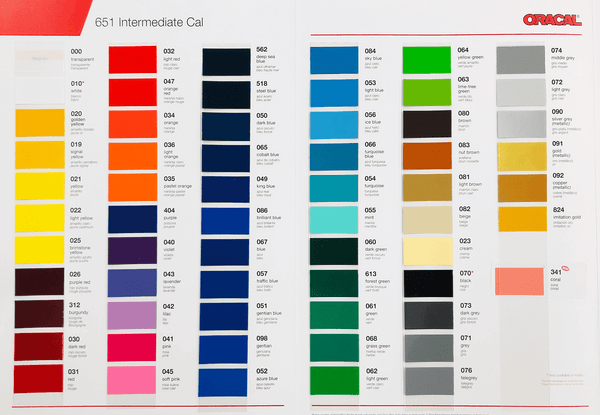 Oracal 651 - 24 x 5Yard Starter Pack - 12 Colors + Color Guide