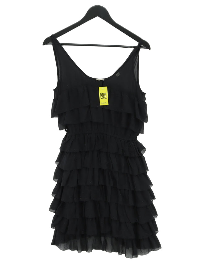 Jack Wills Women's Midi Dress UK 8 Black 100% Silk