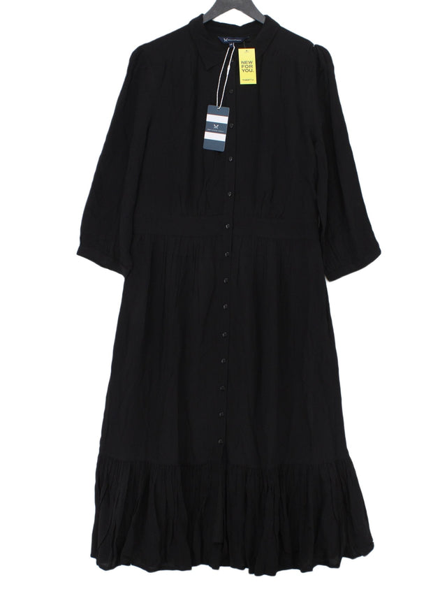 Crew Clothing Women's Maxi Dress UK 14 Black Viscose with Polyester