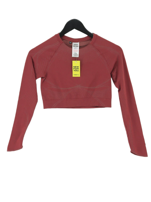 Gymshark Women's T-Shirt M Red Nylon with Elastane, Polyester