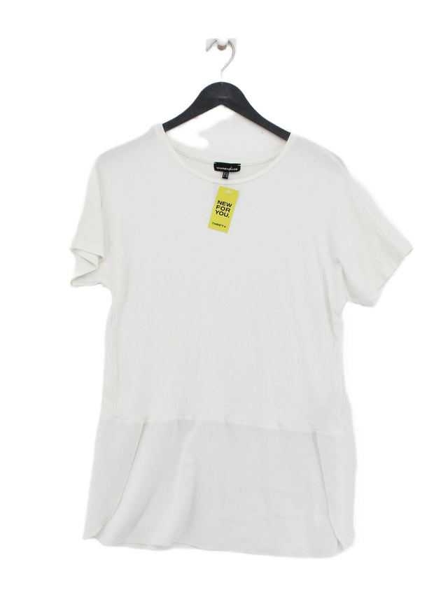 Warehouse Women's T-Shirt UK 8 White Polyester with Elastane, Viscose