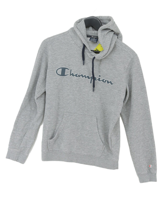 Champion Men's Hoodie S Grey Cotton with Polyester, Viscose