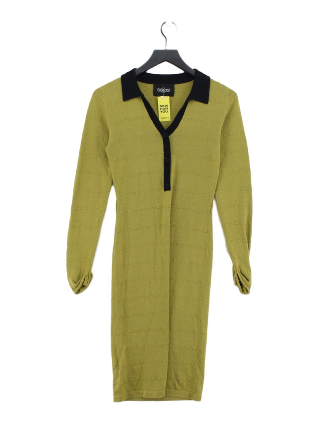 Collectif Women's Midi Dress UK 8 Green 100% Cotton