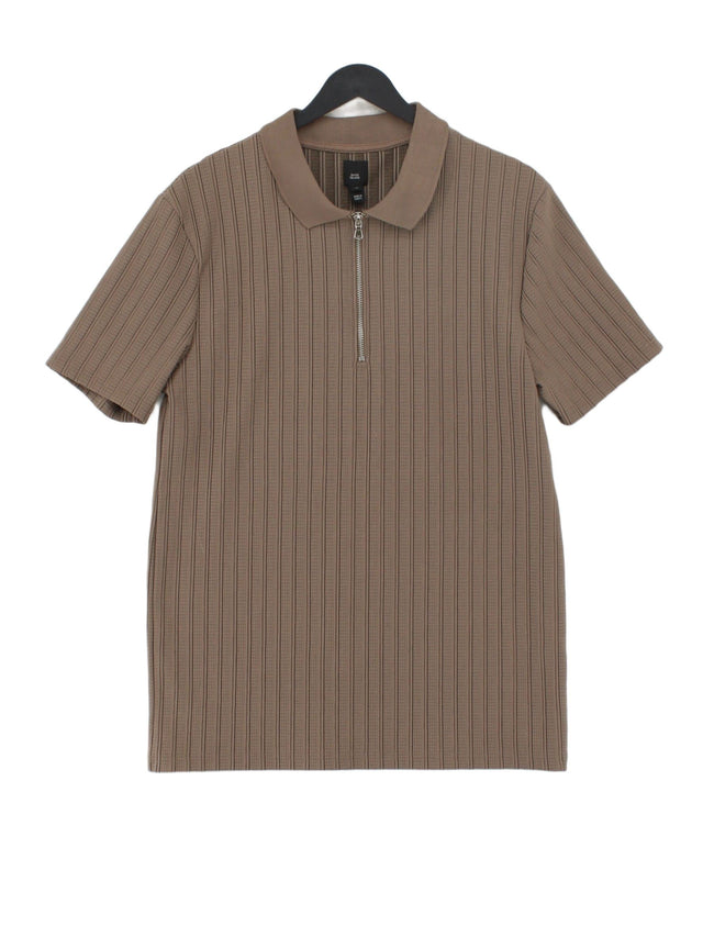River Island Men's Polo M Brown 100% Other