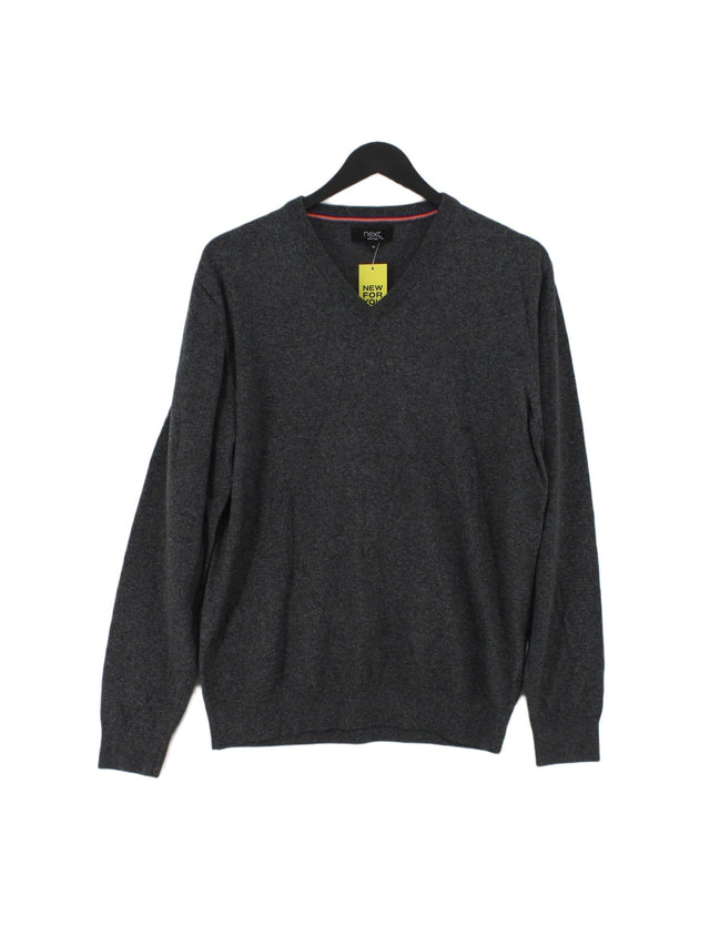 Next Men's Jumper M Grey Cotton with Nylon