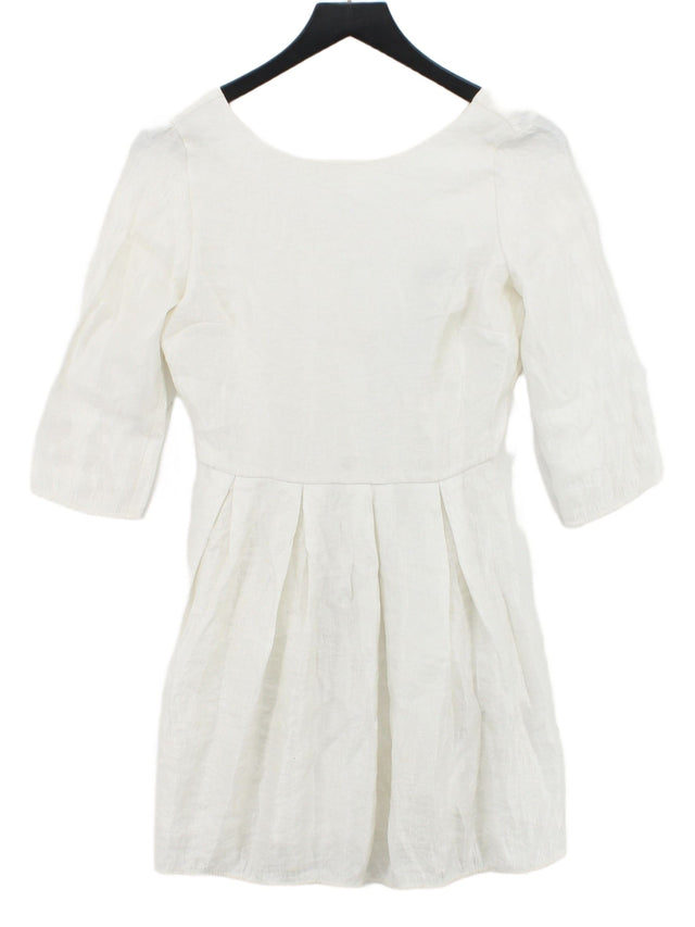 Topshop Women's Midi Dress UK 10 White Viscose with Polyester