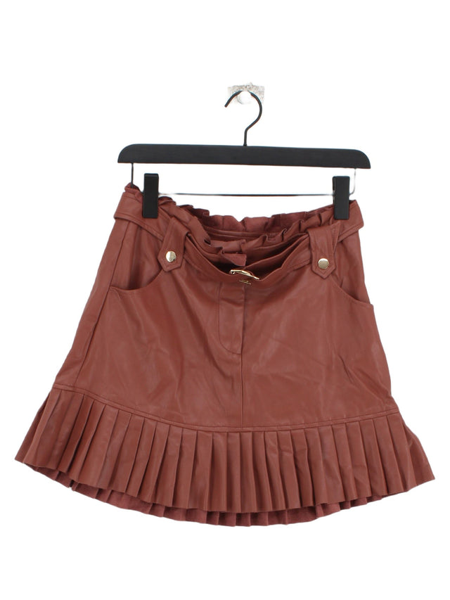 Zara Women's Mini Skirt M Brown 100% Polyester