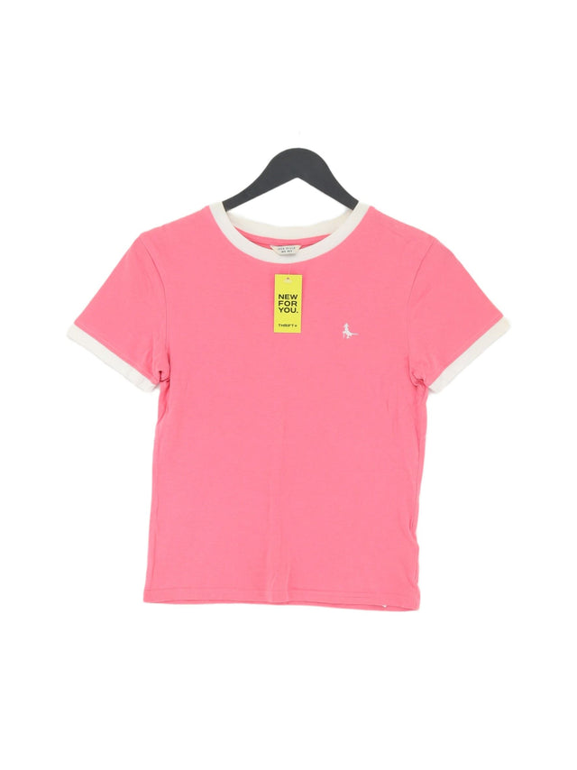 Jack Wills Women's T-Shirt UK 6 Pink Cotton with Other