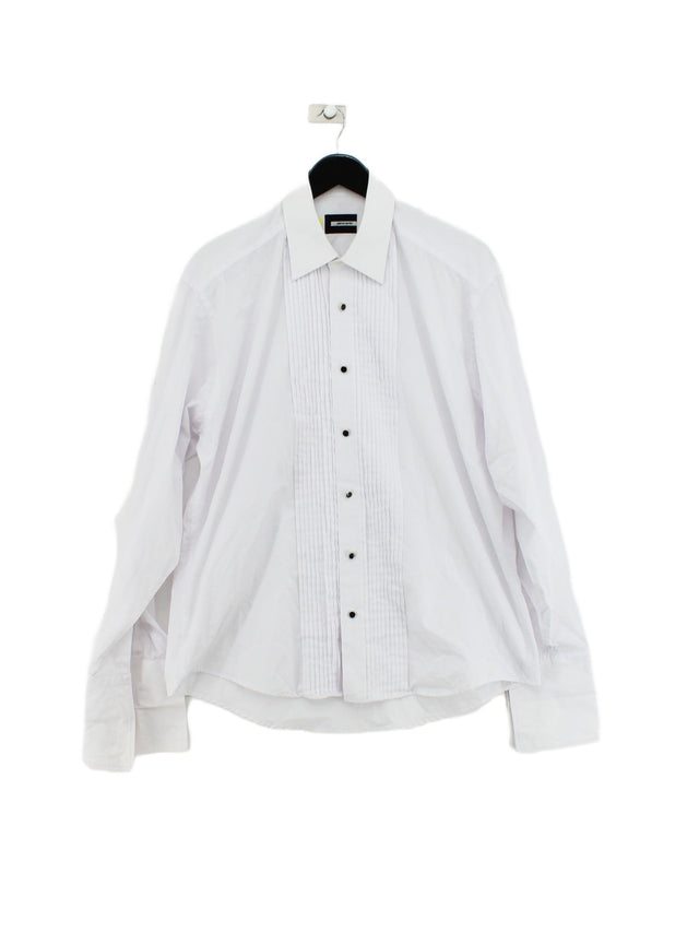 Pierre Cardin Men's Shirt Chest: 42 in White Cotton with Polyester