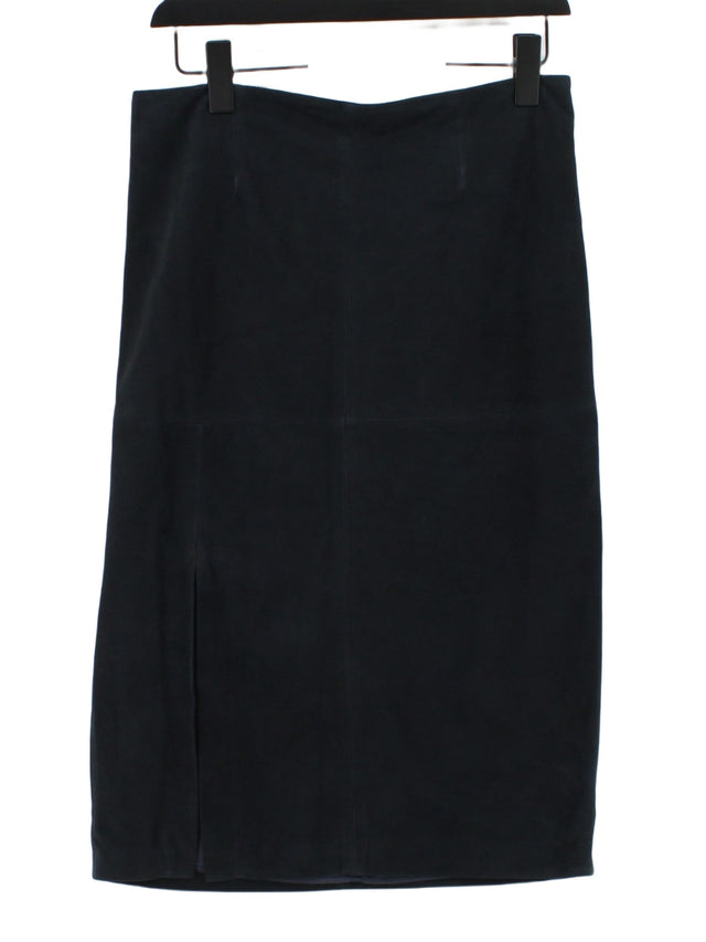Iris & Ink Women's Midi Skirt UK 10 Blue Suede with Viscose