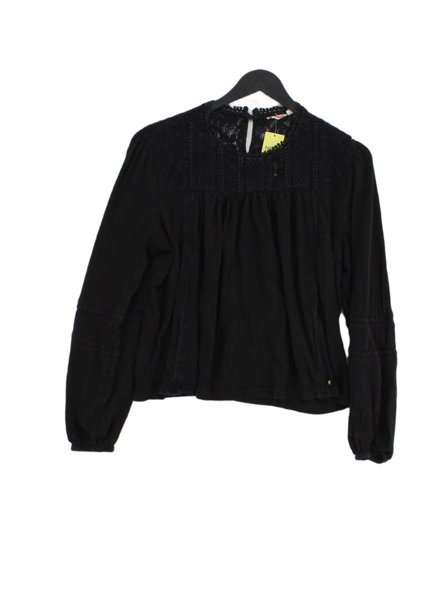Superdry Women's Blouse UK 12 Black Cotton with Nylon