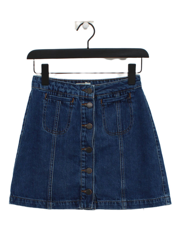 Topshop Women's Mini Skirt W 25 in Blue 100% Cotton