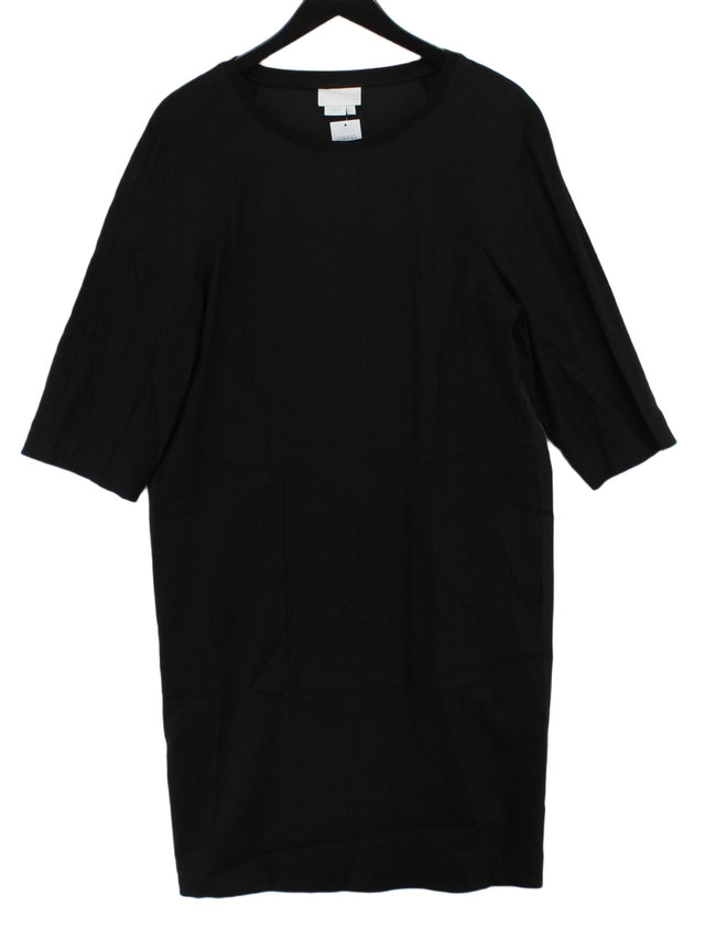 DKNY Women's Midi Dress S Black Linen with Elastane, Viscose