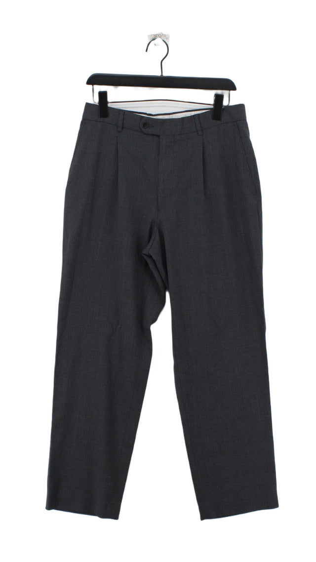 Debenhams Men's Suit Trousers W 34 in Grey Polyester with Elastane, Wool