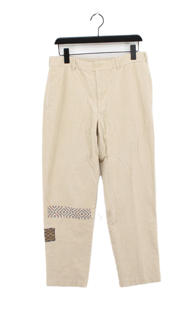 Uniqlo Women's Suit Trousers M Cream Cotton with Elastane, Polyester