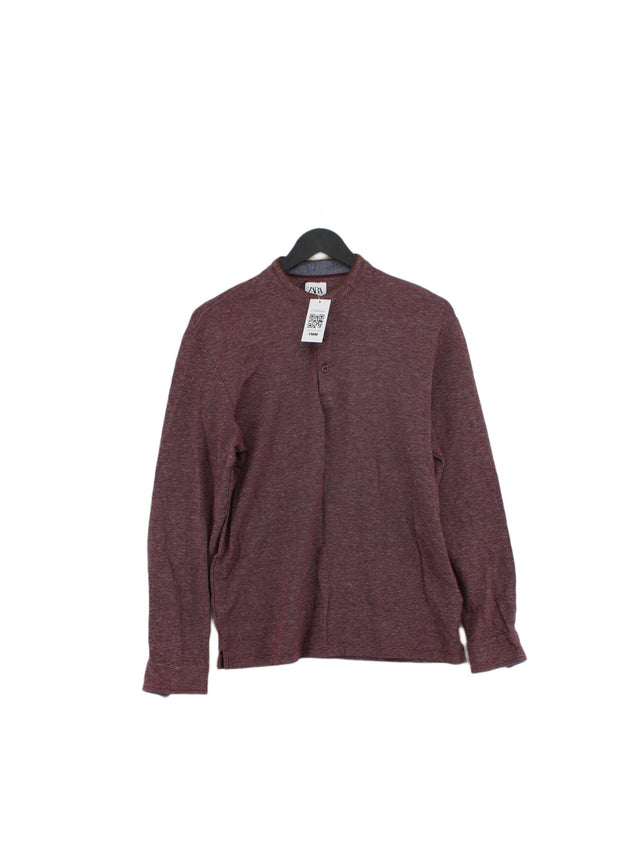 Zara Men's T-Shirt M Red 100% Cotton
