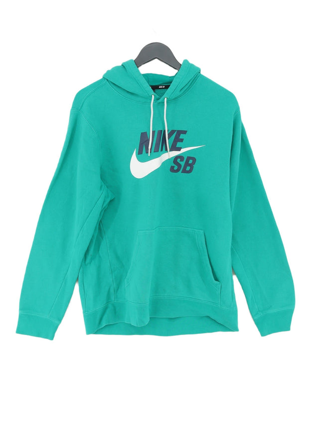 Nike Men's Hoodie L Green Cotton with Polyester